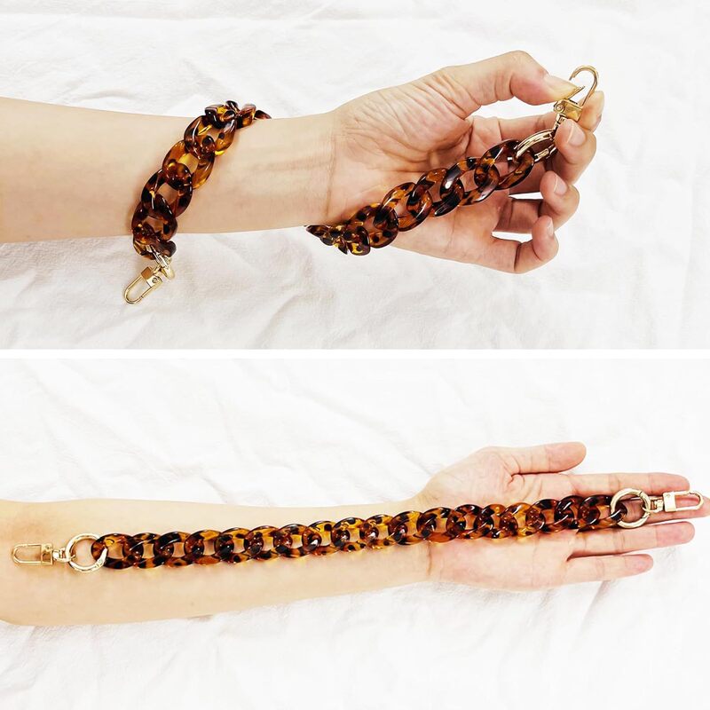 Amazon Cross-Border New Retro High-End Tortoiseshell Leopard Print Lv Acrylic Bag Pendant Detachable Thick Chain