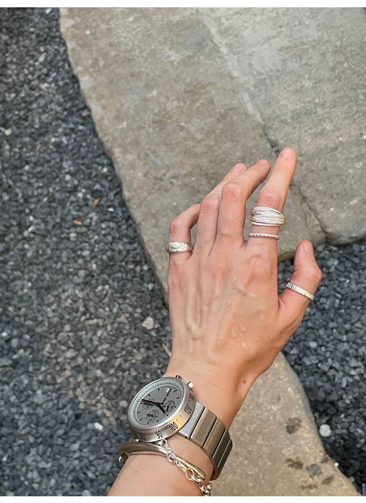 Collezione completa in argento Sterling martellato fatto a mano, design di nicchia, stile versatile, unisex._voghion.com