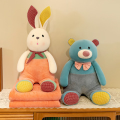 Warm Sunshine Rabbit Bear Combined Car Air Conditioning Blanket Double Use Child Nap Blanket