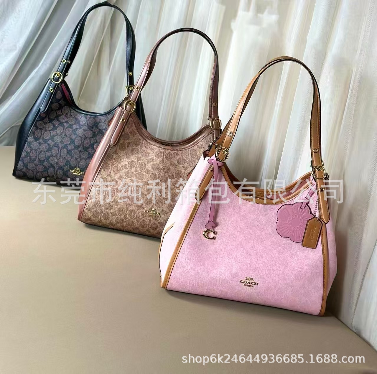 26新款纯原品质蔻家女包Erin真皮pvc经典时尚老花单肩鱼嘴腋下包