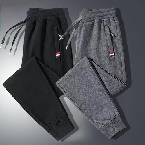 Autumn casual pants, men's sports pants, large size loose, all-matching, foot-tied, working sports pants, autumn zipper pants