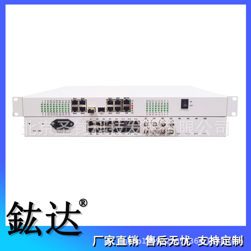 双光口4路E1+64路电话+4路物理隔离千兆网络综合多业务接入光端机