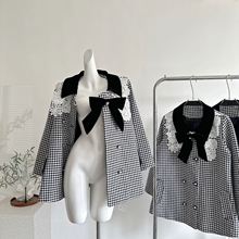 千鸟格蕾丝大衣