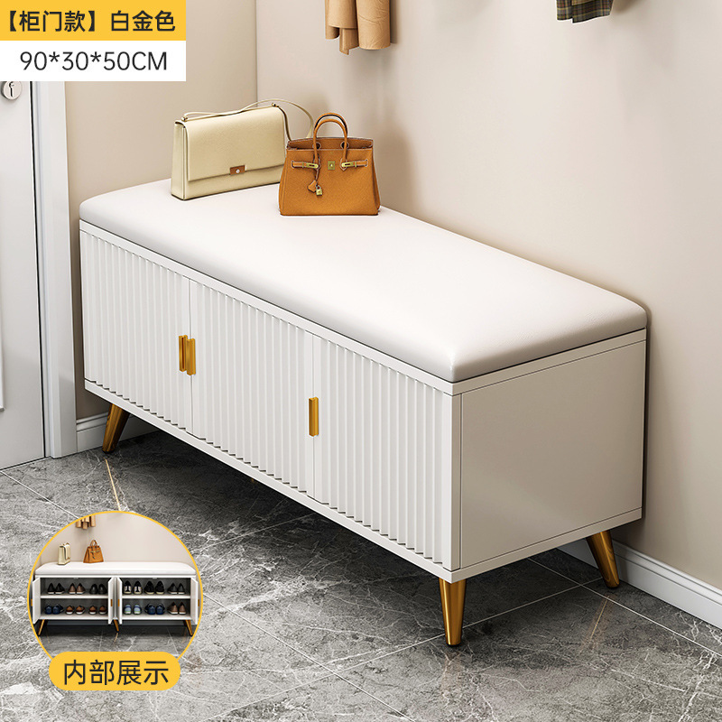Fábrica directa de cambio de zapatos taburete zapatos gabinete integrado puerta de entrada se puede sentar bolsa de lujo suave asiento taburete puerta de almacenamiento doméstico