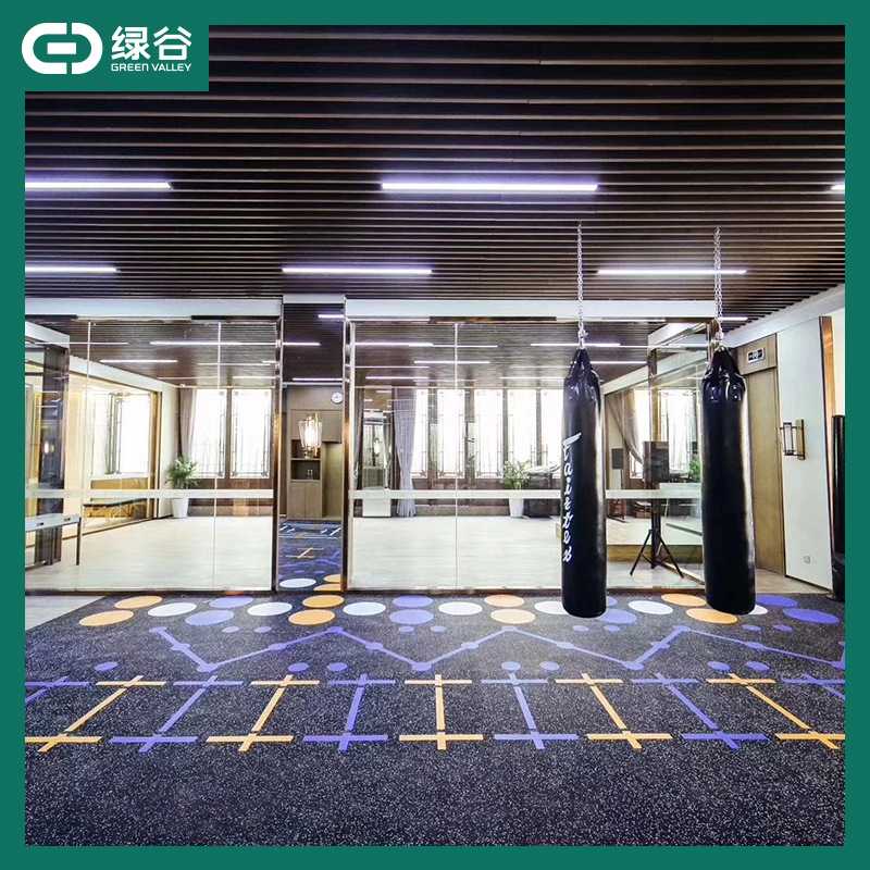 健身房地垫橡胶卷材  图案UV打印 隔音减震防滑橡胶地垫