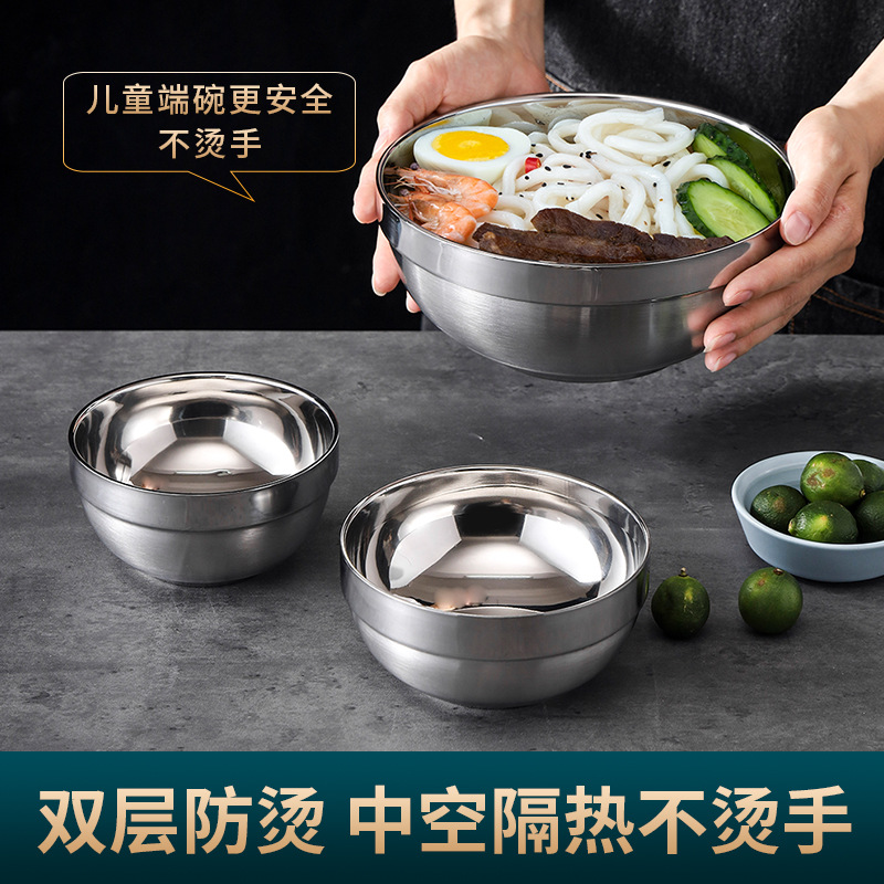 Double-layer platinum school soup bowl stainless steel for…