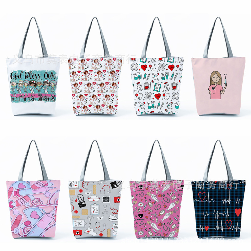 Creative Nurse Print Bag, Women's Beach Bag, Cross-Border Shoulder Bag, Daily Women's Shopping Bag, Picture Creative Nurse Print Bag, Women's Beach Bag, Cross-Border Shoulder Bag, Daily Women's Shopping Bag, Picture