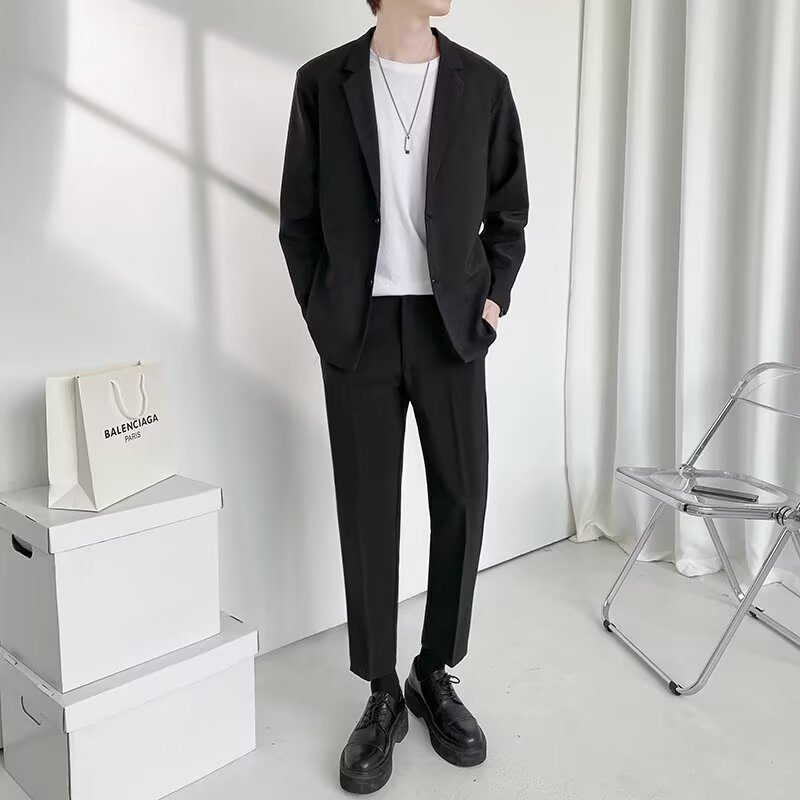 2024 Spring Men's Casual Suit Jacket, Korean Style, Loose Fit, Handsome, Trendy, Mature Business Suit