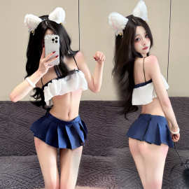 金宵情趣内衣性感绑带爆乳露肩诱惑超短裙角色扮演学生qqny套装女