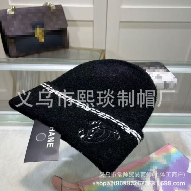 2025新款双C正确字母针织帽秋冬双色百搭保暖时尚百搭毛线帽ins|undefined