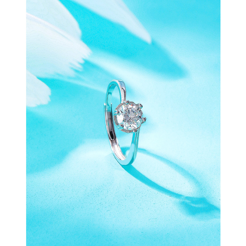 S925 plata esterlina D-color moissanite diamante anillo 1 quilate copo de nieve anillo pareja boda propuesta regalo de cumpleaños para la novia
