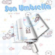 25夏日小新小碎花雨伞女晴雨两用小巧便携防晒防紫外线太阳伞黑胶