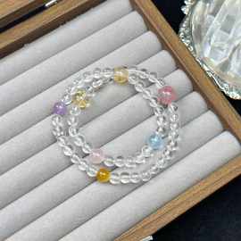 白水晶虎眼石海蓝宝粉晶蔷薇紫晶黄塔晶多宝小红书手链手串