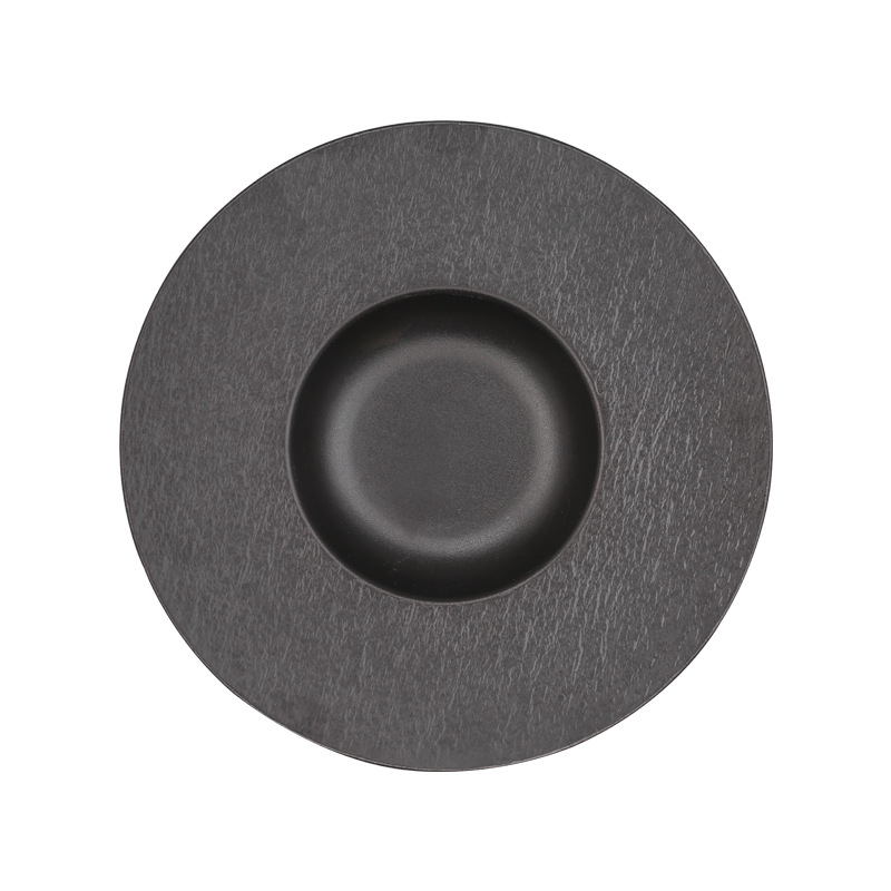 Comercio exterior Sombrero de paja de cerámica de grano de piedra transfronterizo Plato de plato Pasta Plato de comida occidental Plato de sopa de boca profunda Plato de ensalada profundo