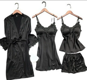 Пижама, комплект, сексуальная банная халат, европейский стиль, плюс_size, набор из 4 предметов, утягивающий эффект