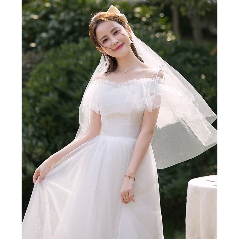 Licht 2025 Nieuwe Bruid Off-shoulder Bosstijl Eenvoudige Franse Witte Prinses Super Fee Buiten Reisfotografie_voghion.com