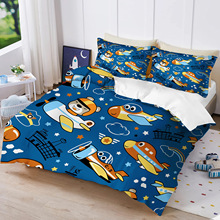 跨境亚马逊外贸家纺床上用品三件套3d数码印花被套枕套