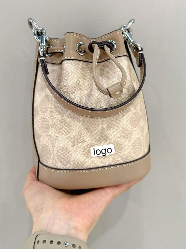 Koujia 新しいデンプシー巾着バケットバッグシングルショルダークロスボディハンドバッグ巾着老眼カーキホワイトバレルバッグ|undefined