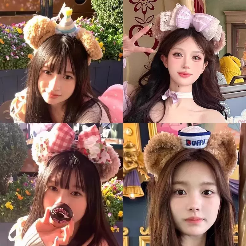 高级感卡通发箍达菲熊海军可爱发饰女游乐场拍照头箍洗脸毛绒发卡