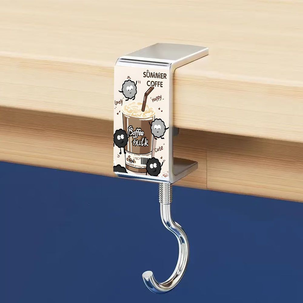 gancho de bolsas de carbón de dibujos animados para estudiantes de escritorio fuerte portante sin perforación móvil sin clavos gancho general portátil