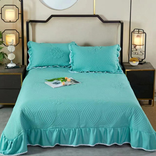 Solid Color Four Seasons Bed Cover Cotton Bed Cover Skin-friendly Double-sided Lace New Style Cover Blanket Tatami High-grade Three-piece Bed Sheet