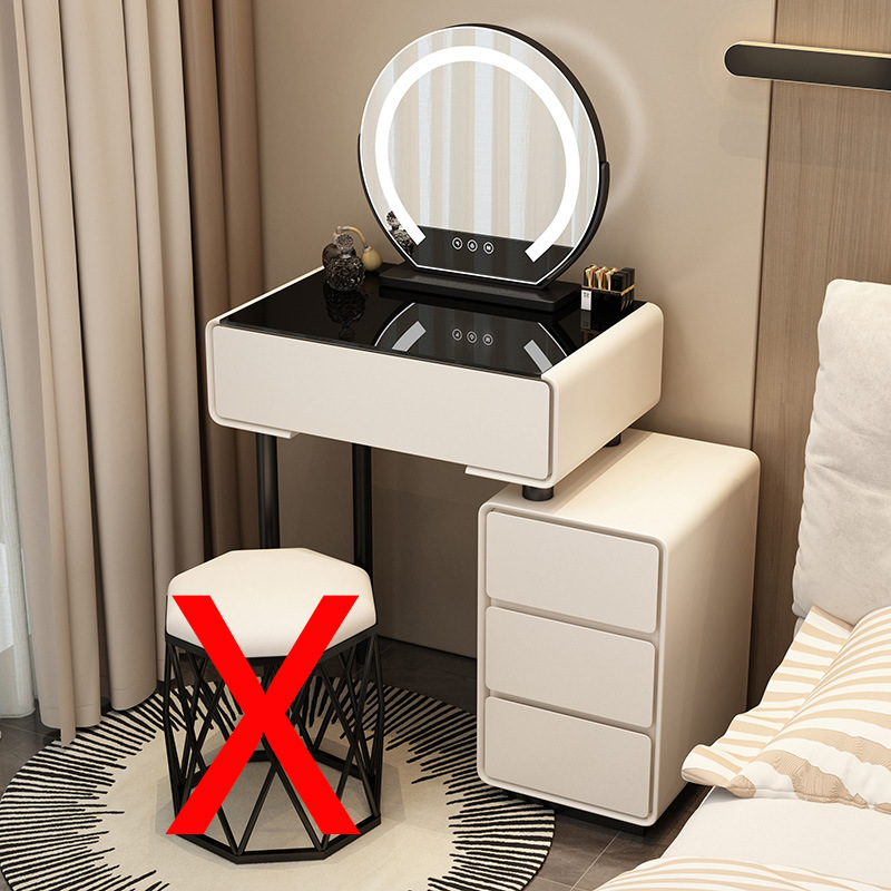 Tocador para el hogar Mesa de pizarra de roca simple con cajones Mesa de tocador de gran capacidad Mueble de almacenamiento junto a la cama Mesa de maquillaje integrada