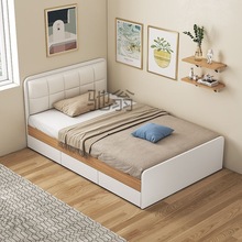 k个新款单人床1.2米家用卧室箱体床小户型现代简约儿童床储物带抽