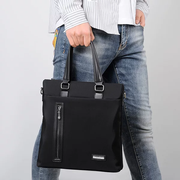 Factory Wholesale Men's Vertical Oxford Cloth Handbag A4 Document Briefcase Shoulder Crossbody Conference Men's Handbag