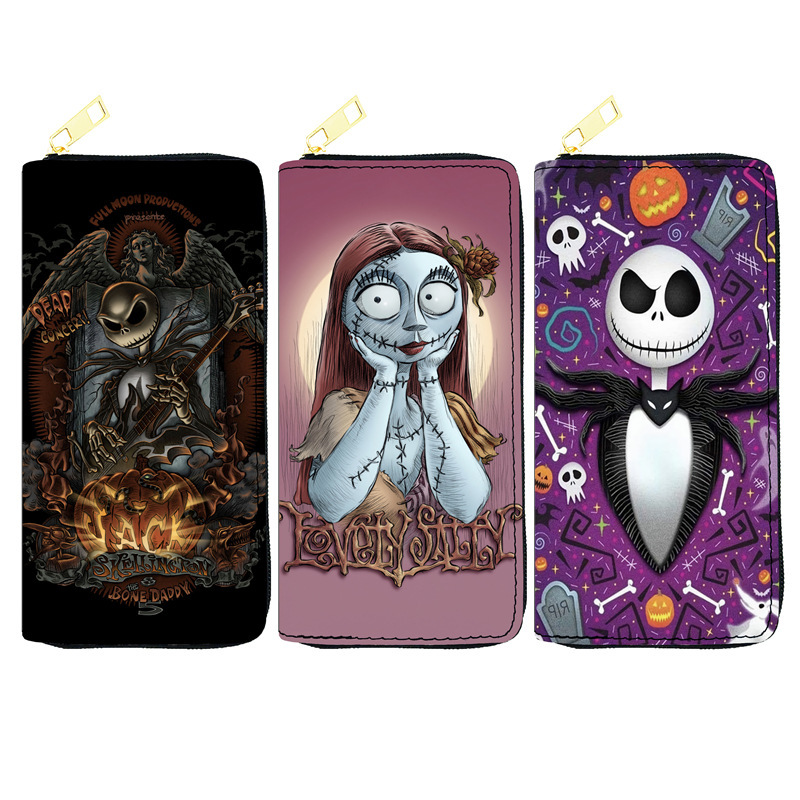 Spot European and American Christmas Night PU Wallet Ladies Long Zipper Bag Single Pull Bag Cosmetic Bag Factory Yiwu