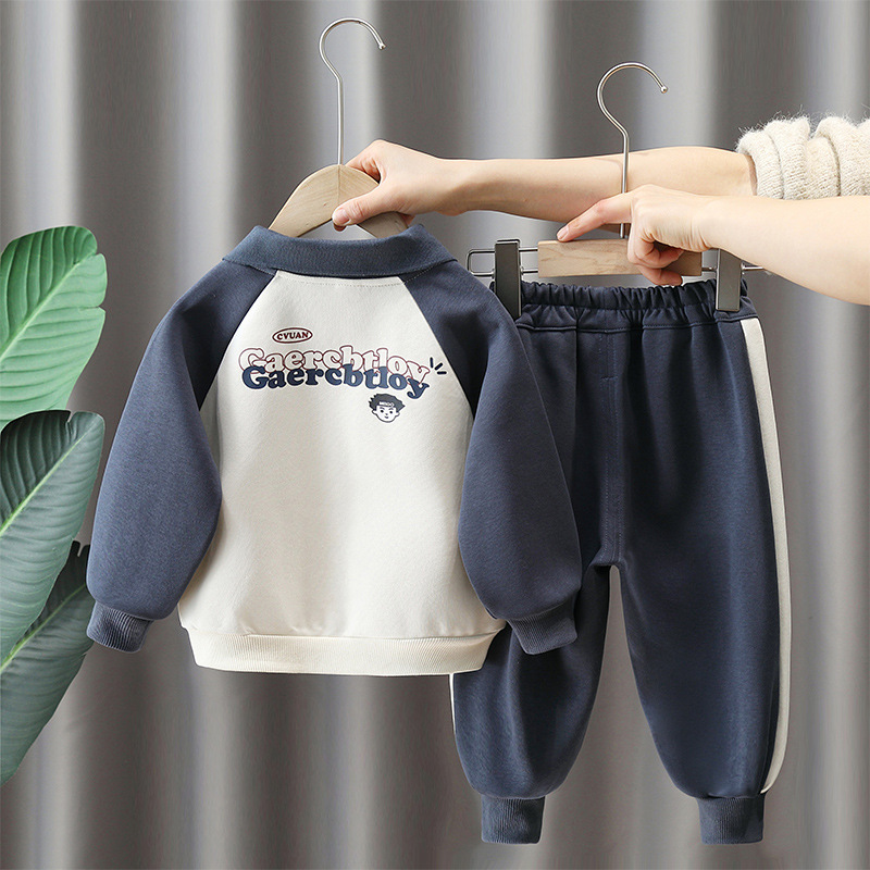 6143 traje de suéter para niño 2025 primavera y otoño nuevo estilo bebé color a juego camisa POLO traje de dos piezas de otoño de moda para niños