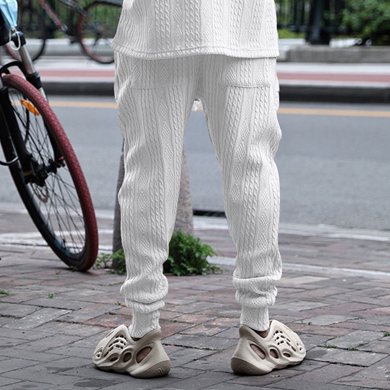 Men's Jacquard Jogger Pants, Casual Trousers With Drawstring_voghion.com