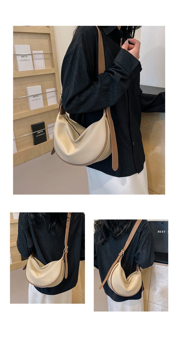 Simple and fashionable for women 2024 new color contrasting single shoulder saddle casual versatile crossbody dumpling_voghion.com