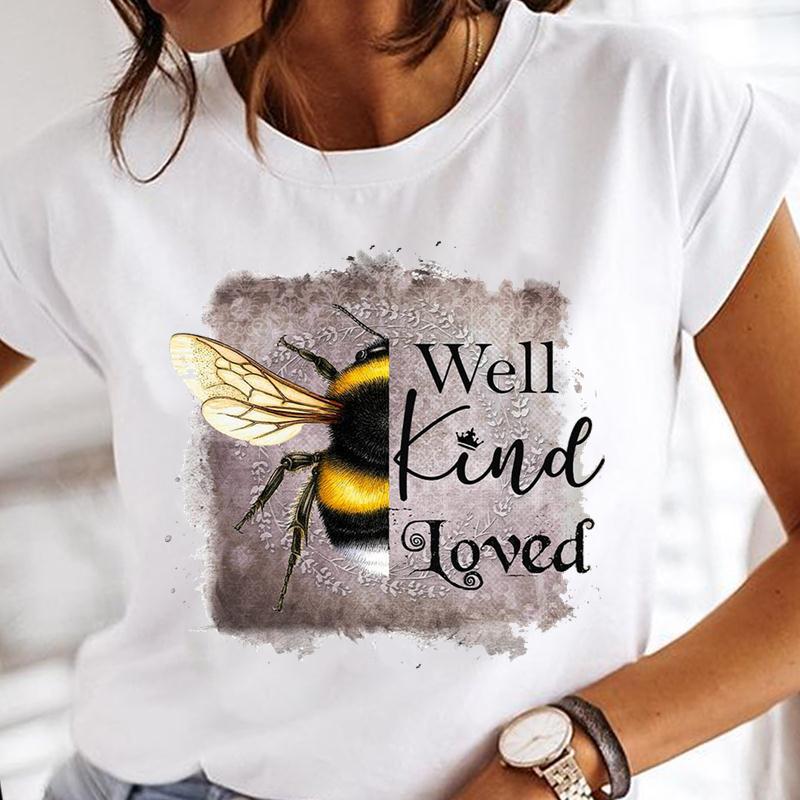 Women's T-shirt Short Sleeve T-shirts Printing Casual Flower Bee display picture 1