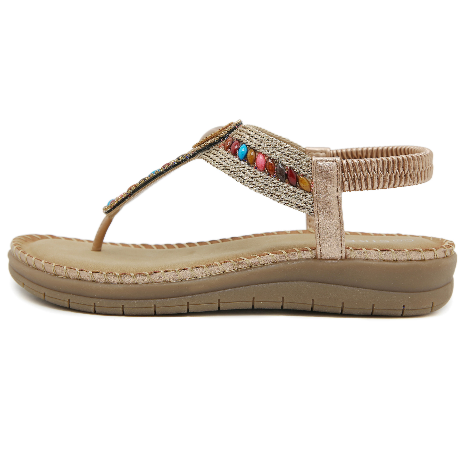 5012-7 Nuevo 2025 bohemia diamante zapatillas de masaje de látex casuales cómodas zapatos planos de tamaño grande