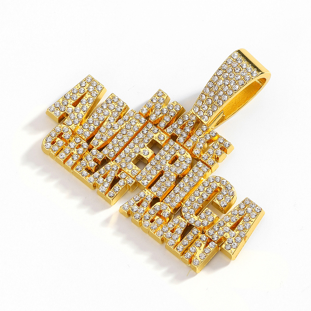 Amazon venta caliente Europa y América Hip Hop accesorios para hombres dominantes llenos de diamantes MAKE AMERICA colgante de letras cadena cubana