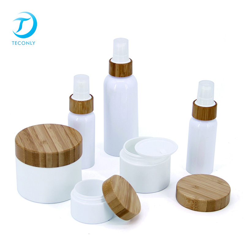直销竹木盖乳液瓶 200ml喷雾按压真空瓶 化妆水爽肤水分装空瓶