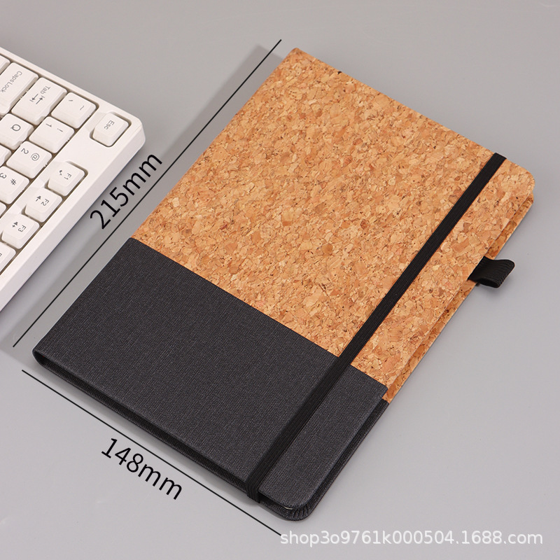 A5 Juego de cuaderno de paja de pino de corcho ecológico empalme de algodón y lino se puede imprimir logotipo empresarial reunión de oficina de negocios