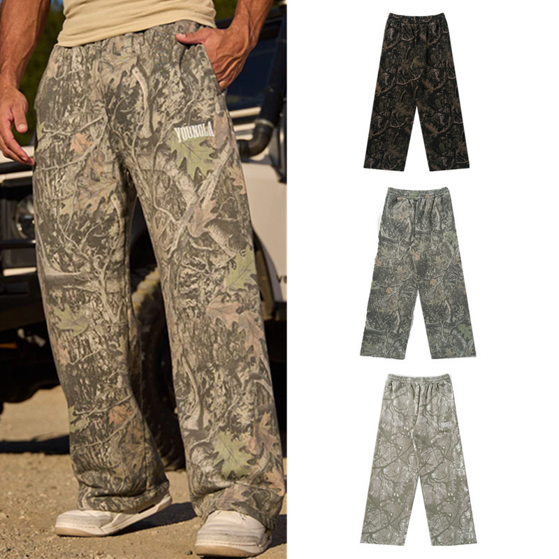 American Youngla Casual Pants Digital Camouflage Print Straight Pants Sports Fitness Loose Wide Leg Pants