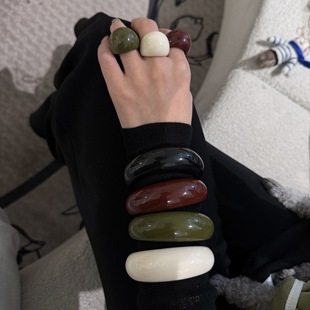 Niche simple ins style resin ring bracelet female Korean blogger same style fashionable and versatile personality index finger ring