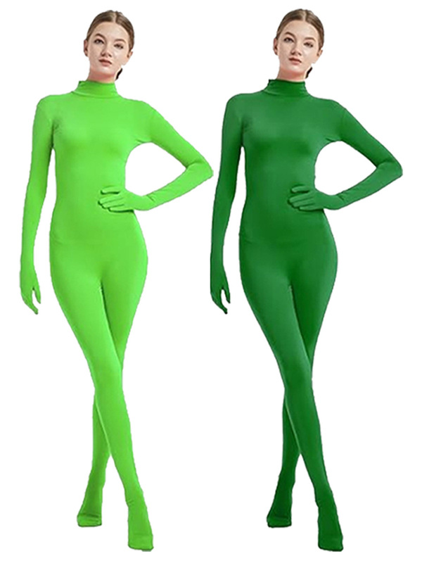 新しいソリッドカラーの女性の手と足のジャンプスーツダンスウェアステージパフォーマンス衣装スパイダーマンボディスーツトレンディ|undefined