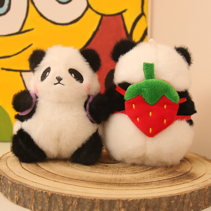 Linda muñeca panda pequeña muñeca de peluche colgante llavero mochila joyería muñeca de juguete regalo de cumpleaños al por mayor