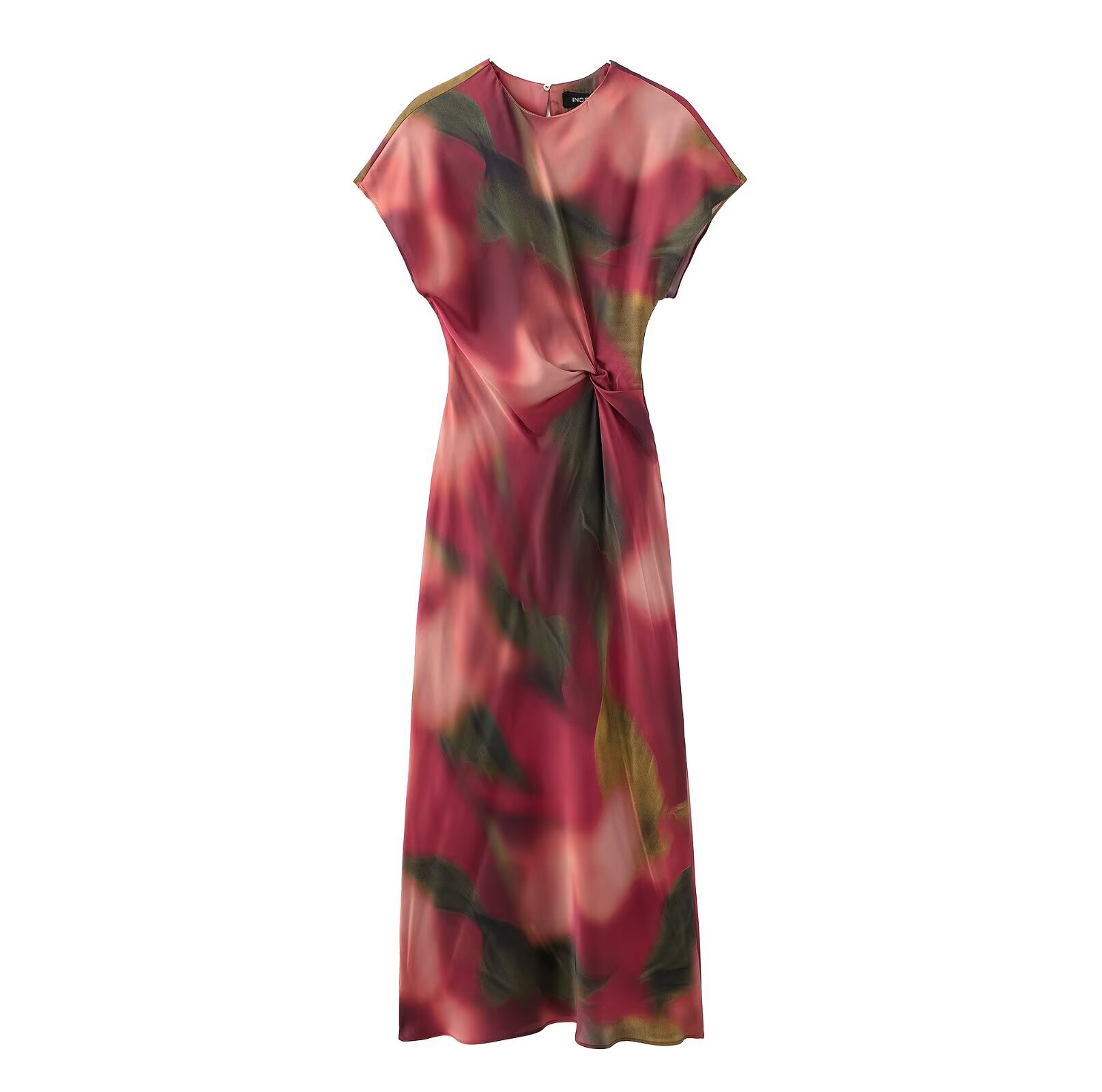 dress 2025 new European and American silk satin texture temperament cross-border Midi printed sleeves ladies spring and summer sleeves