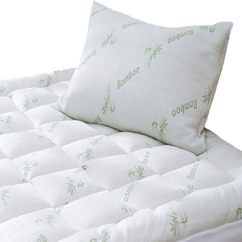 Fábrica directa de Amazon cama cama cama cama tipo colchón fibra de bambú fría transpirable cubierta de algodón mattress pad