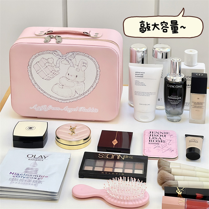 Bolsa de maquillaje de mujer hermosa bolsa de maquillaje caja de maquillaje portátil caja de almacenamiento impermeable de gran capacidad