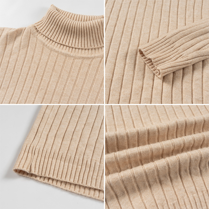 Maglione a collo alto a righe da uomo – Pullover a coste autunno/inverno (bianco/albicocca/blu navy/verde militare, M-4XL)_voghion.com