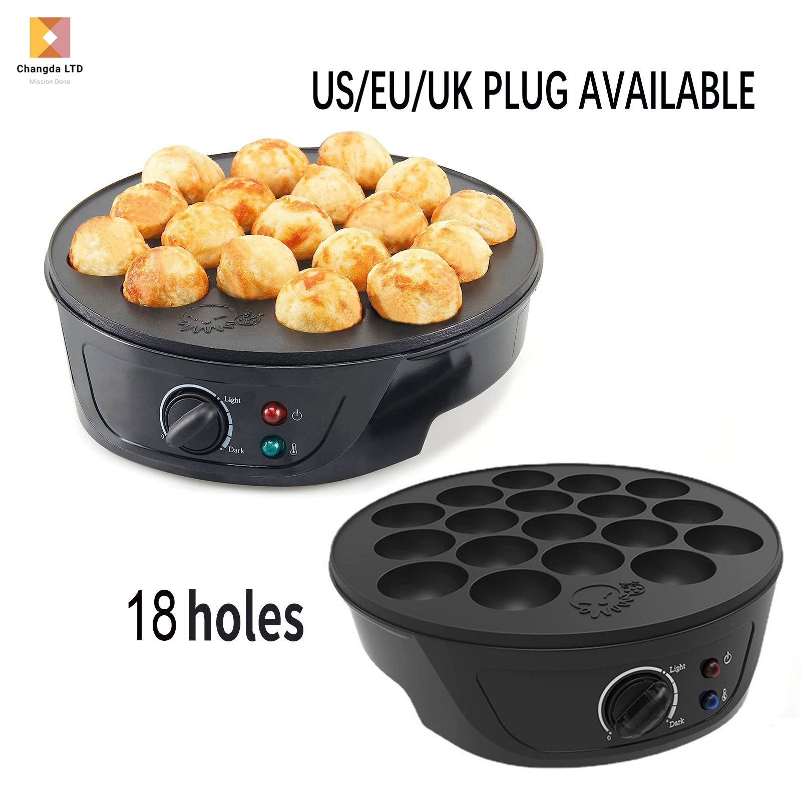 Многофункциональная электрическая вафельница для тараканьи (такояки) и рыбных/креветочных шариков, 18 ячеек, стандарт США 110В, с многоуровневым таймером, оптом