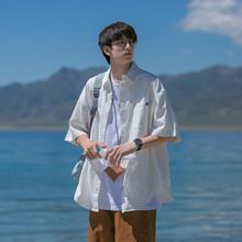 夏季短袖衬衫男设计感寸衫白色休闲衬衣vintage小众港风日系外套