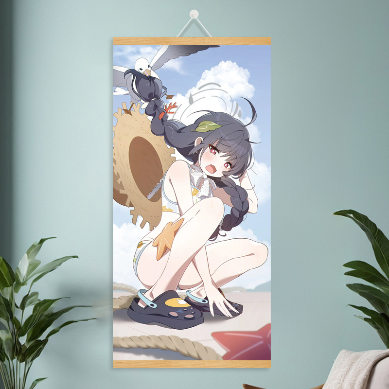 漫画コミック甘くてかわいい女の子ポスター工場ドロップシッピング無垢材スクロール吊り絵画越境電子商取引 Xiyin|undefined