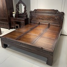 南美紫檀木全实木床1.8米主卧双人雕花古典大床仿古新中式1.5家具