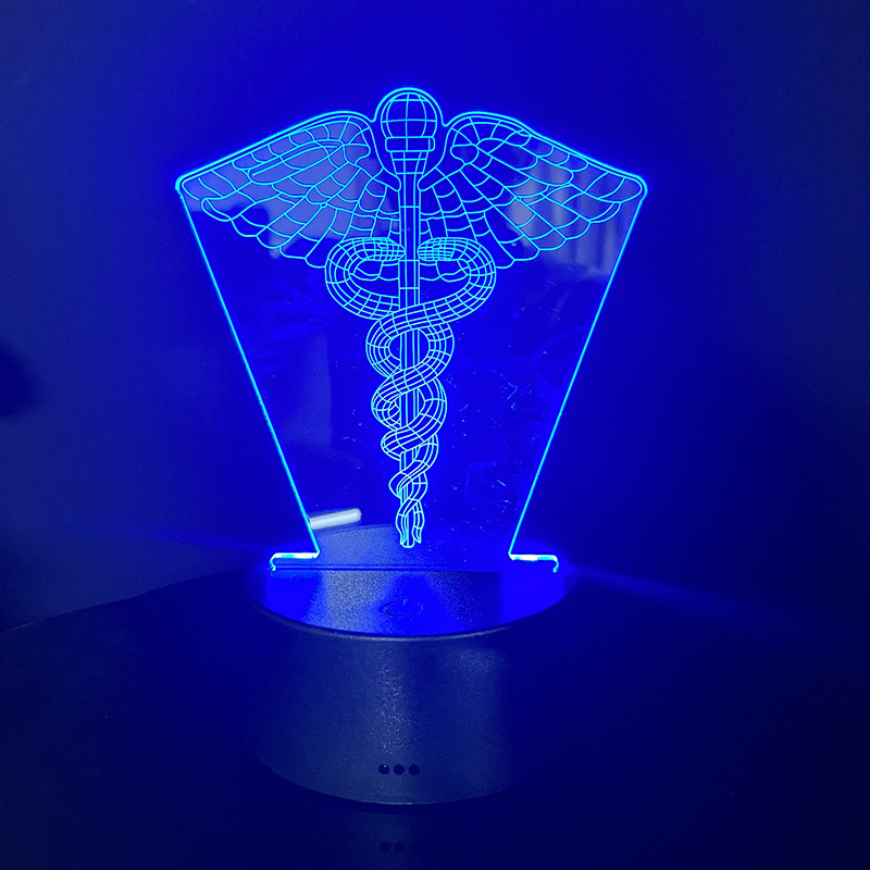 Lámpara nocturna 3D USB con motivos de dientes/cerebro/corazón, acrílica, táctil con mando a distancia, para decoración interior